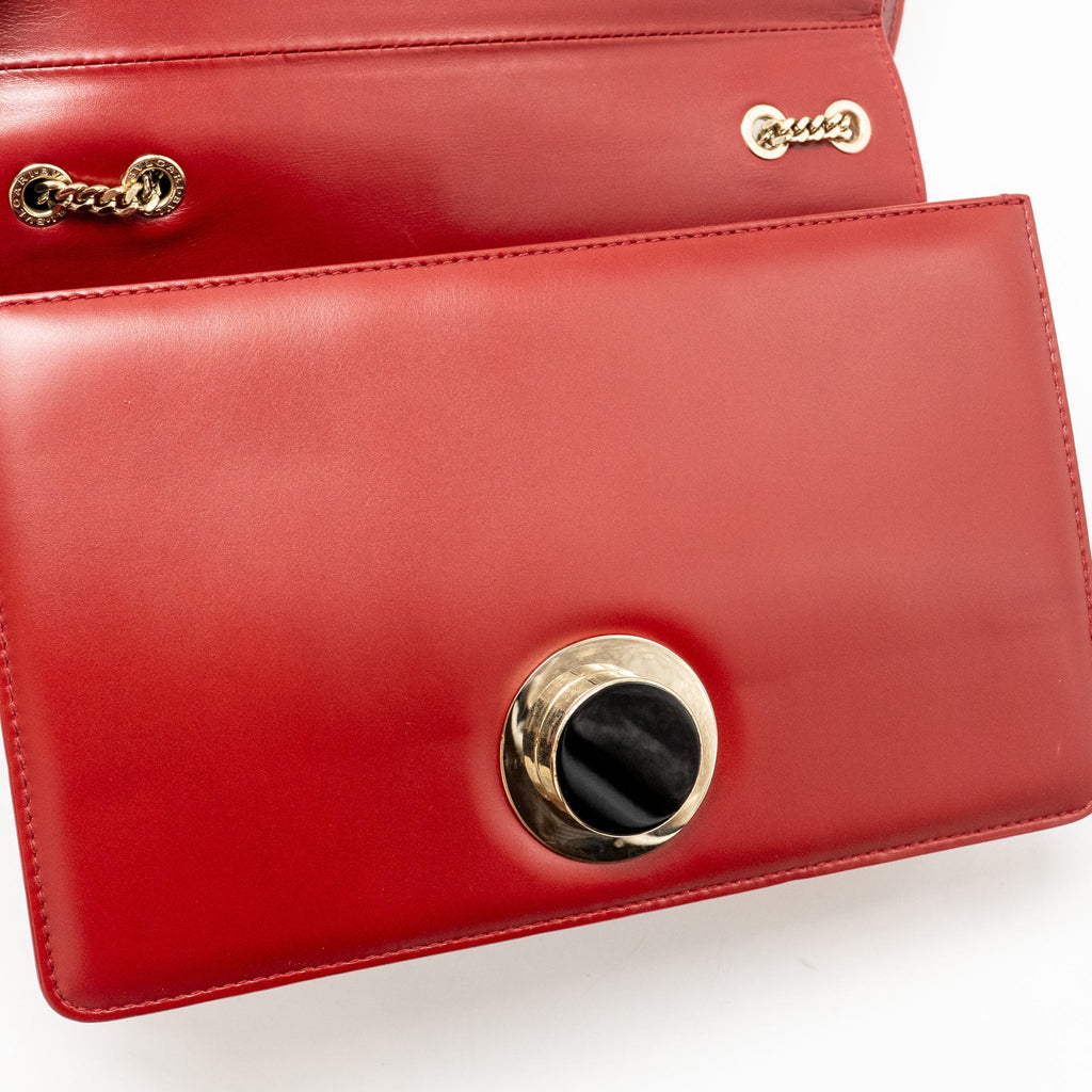 Bvlgari chain flap shoulder bag calfskin Red/Black LGHW