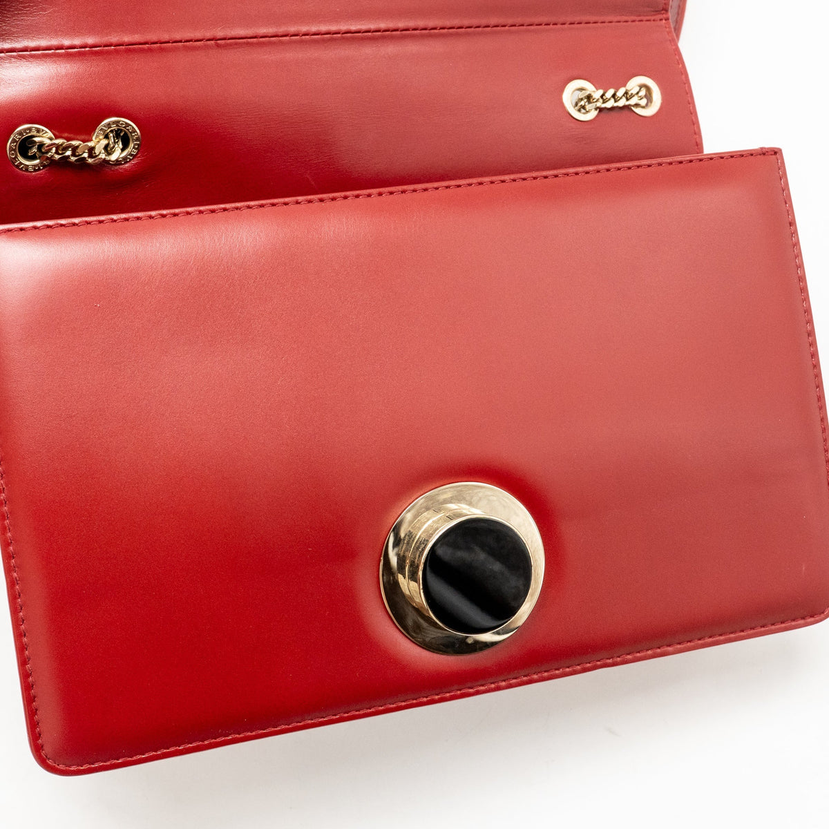 Bvlgari chain flap shoulder bag calfskin Red/Black LGHW