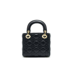 DIOR MINI LADY DIOR LAMBSKIN BLACK WITH GHW