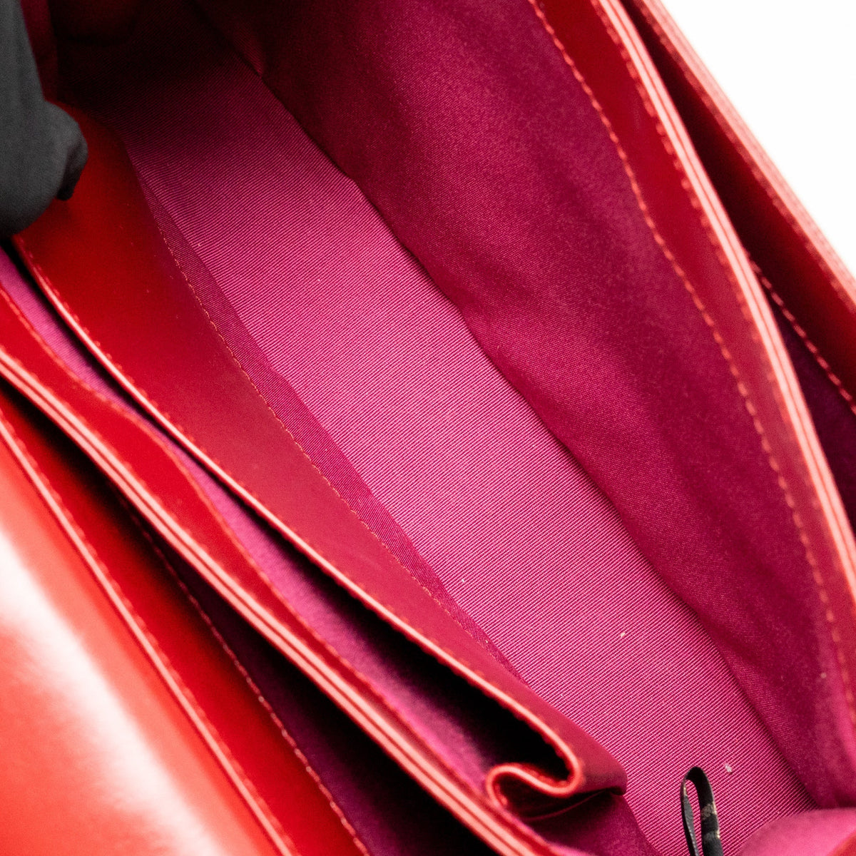 Bvlgari chain flap shoulder bag calfskin Red/Black LGHW