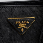 PRADA TOTE BAG SAFFIANO CALFSKIN BLACK / WHITE GHW
