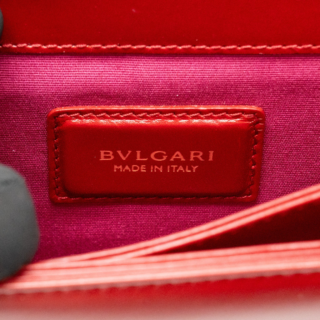 Bvlgari chain flap shoulder bag calfskin Red/Black LGHW