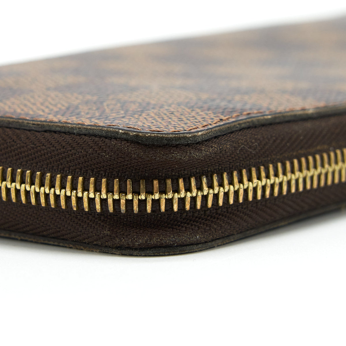 LOUIS VUITTON ZIPPER LONG WALLET DAMIER EBENE GHW