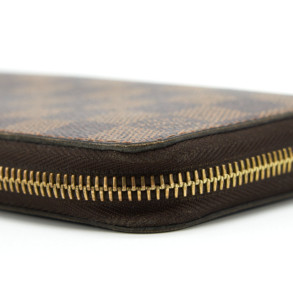 LOUIS VUITTON ZIPPER LONG WALLET DAMIER EBENE GHW
