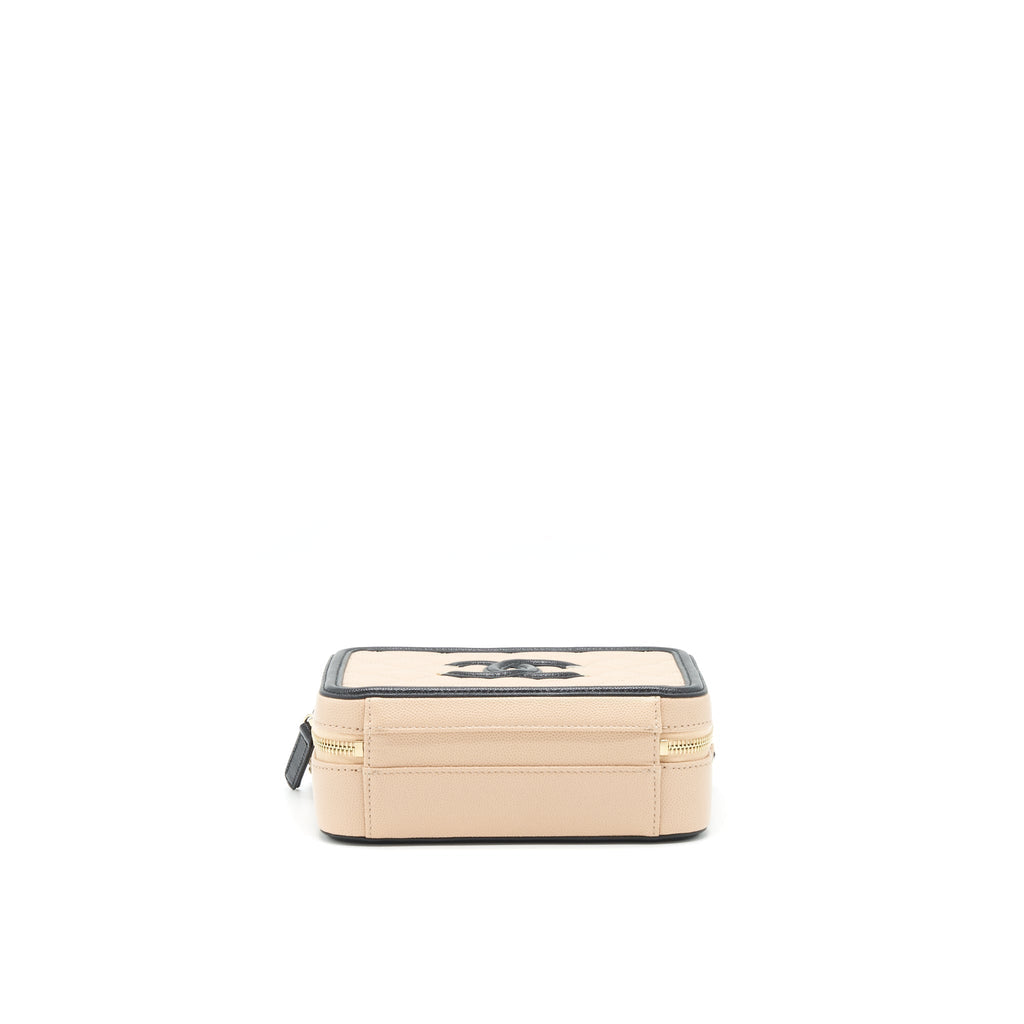 CHANEL VANITY FILIGREE CAVIAR BEIGE&BLACK LGHW