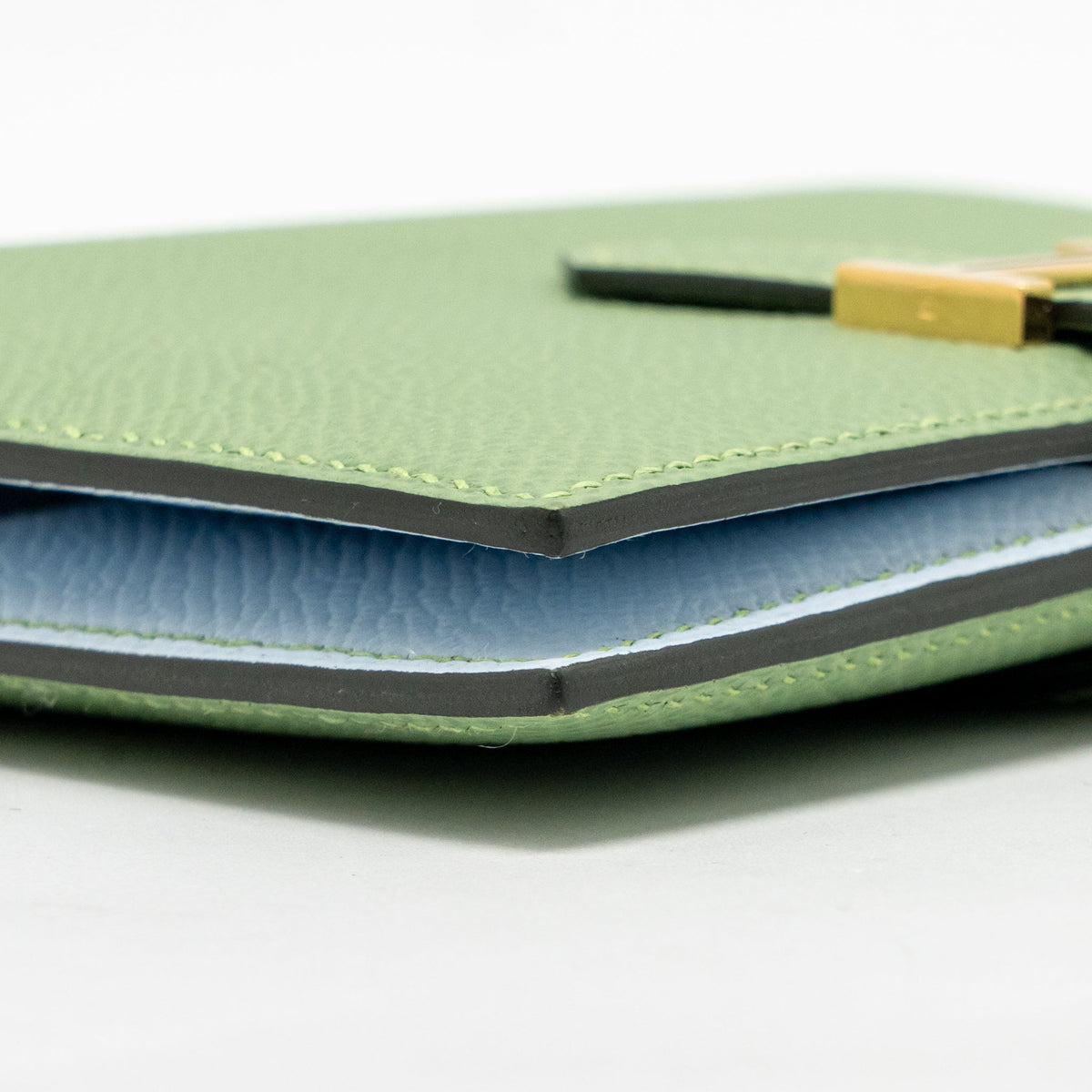 Hermes Bearn Compact Verso Wallet Epsom Vert Criquet/Bleu Brume GHW