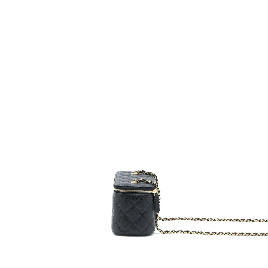 CHANEL LONG VANITY WITH CHAIN CAVIAR BLACK LGHW (MICROCHIP)