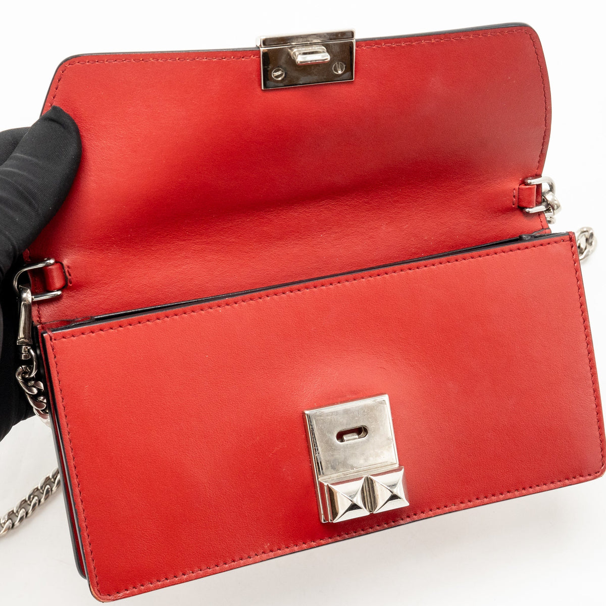Prada Elektra Wallet on Chain Calfskin Red/Black SHW