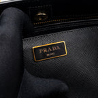 PRADA TOTE BAG SAFFIANO CALFSKIN BLACK / WHITE GHW