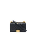 CHANEL MEDIUM BOY BAG LAMBSKIN BLACK BRUSHED GHW