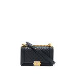 CHANEL MEDIUM BOY BAG LAMBSKIN BLACK BRUSHED GHW