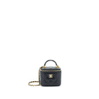 CHANEL SMALL HANDLE VANITY WITH CHAIN  LAMBSKIN BLACK GHW