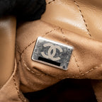 CHANEL LARGE 22 BAG SHINY CALFSKIN DARK BEIGE SHW (MICROCHIP)