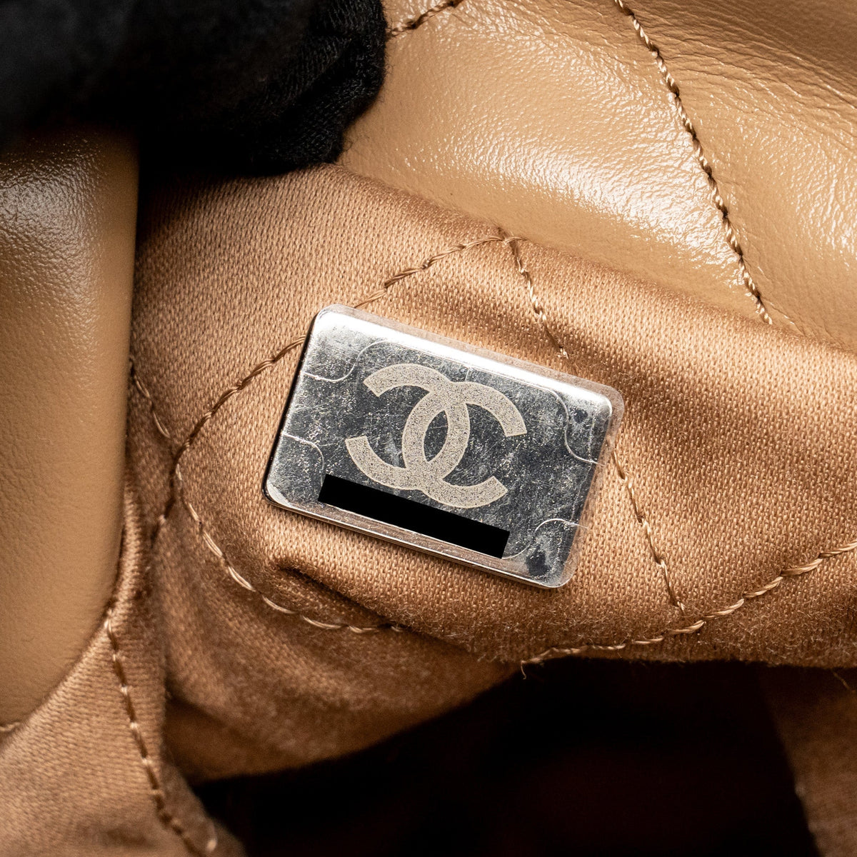 CHANEL LARGE 22 BAG SHINY CALFSKIN DARK BEIGE SHW (MICROCHIP)