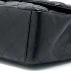 CHANEL MAXI SINGLE FLAP BAG LAMBSKIN BLACK GHW