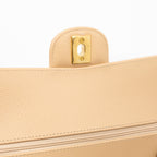 CHANEL MEDIUM CLASSIC DOUBLE FLAP BAG CAVIAR BEIGE GHW (MICROCHIP)