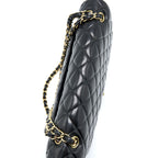 CHANEL MAXI SINGLE FLAP BAG LAMBSKIN BLACK GHW