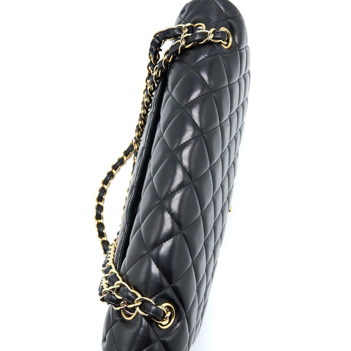 CHANEL MAXI SINGLE FLAP BAG LAMBSKIN BLACK GHW