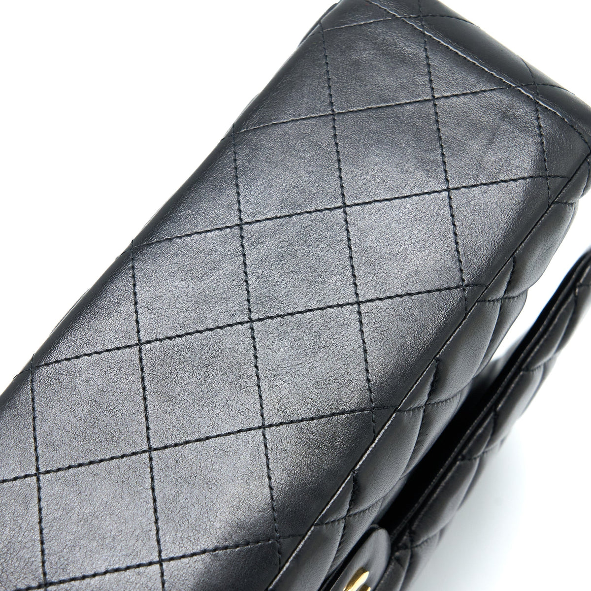 CHANEL MAXI SINGLE FLAP BAG LAMBSKIN BLACK GHW