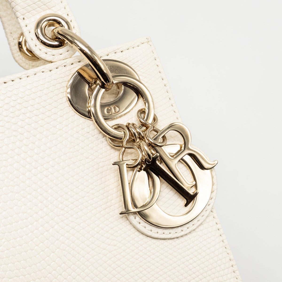DIOR MINI LADY DIOR LIZARD WHITE LGHW