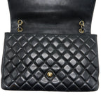 CHANEL MAXI SINGLE FLAP BAG LAMBSKIN BLACK GHW