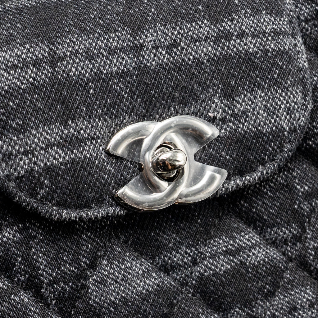 Chanel Mini Kelly Shopping Tote Bag Denim Black/Grey SHW (Microchip)