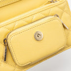 CHANEL MINI BUSINESS AFFINITY WALLET ON CHAIN CAVIAR YELLOW LGHW (MICROCHIP)