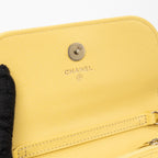 CHANEL MINI BUSINESS AFFINITY WALLET ON CHAIN CAVIAR YELLOW LGHW (MICROCHIP)