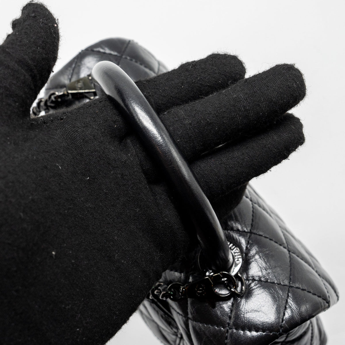 CHANEL SMALL COCO HANDLE AGED CALFSKIN BLACK WITH BLACK HARDWARE