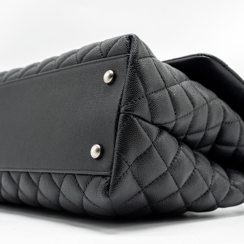 CHANEL LARGE COCO HANDLE CAVIAR BLACK RUTHENIUM HARDWARE