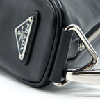 PRADA TRIANGLE SHOULDER BAG LEATHER BLACK SHW
