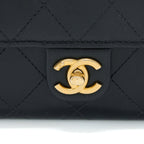 CHANEL PEARL FLAP WALLET ON CHAIN GOATSKIN BLACK GHW