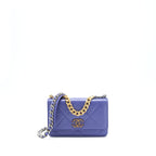 CHANEL 19 WALLET ON CHAIN LAMBSKIN PURPLE WITH GOLD/SILVER HARDWARE