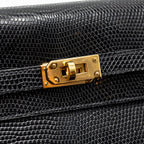 HERMES KELLY TO GO LIZARD NILOTICUS LISSE BLACK GHW