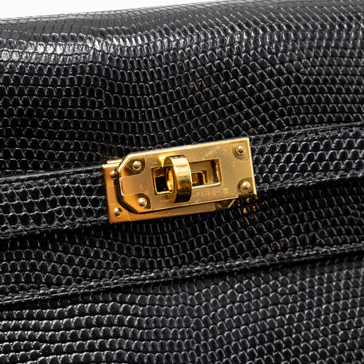 HERMES KELLY TO GO LIZARD NILOTICUS LISSE BLACK GHW