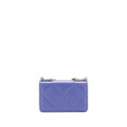 CHANEL 19 WALLET ON CHAIN LAMBSKIN PURPLE WITH GOLD/SILVER HARDWARE