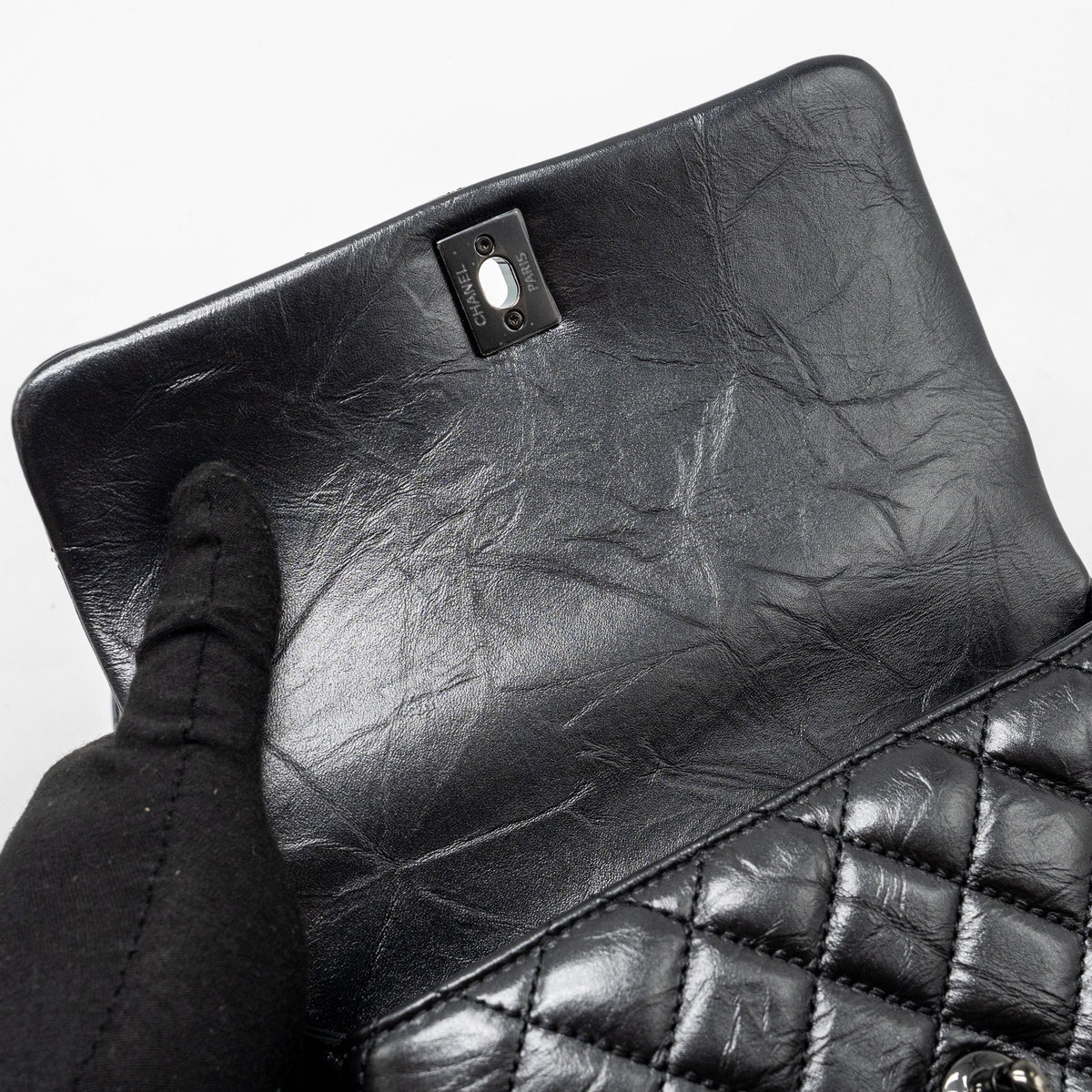 CHANEL SMALL COCO HANDLE AGED CALFSKIN BLACK WITH BLACK HARDWARE
