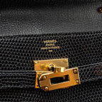 HERMES KELLY TO GO LIZARD NILOTICUS LISSE BLACK GHW