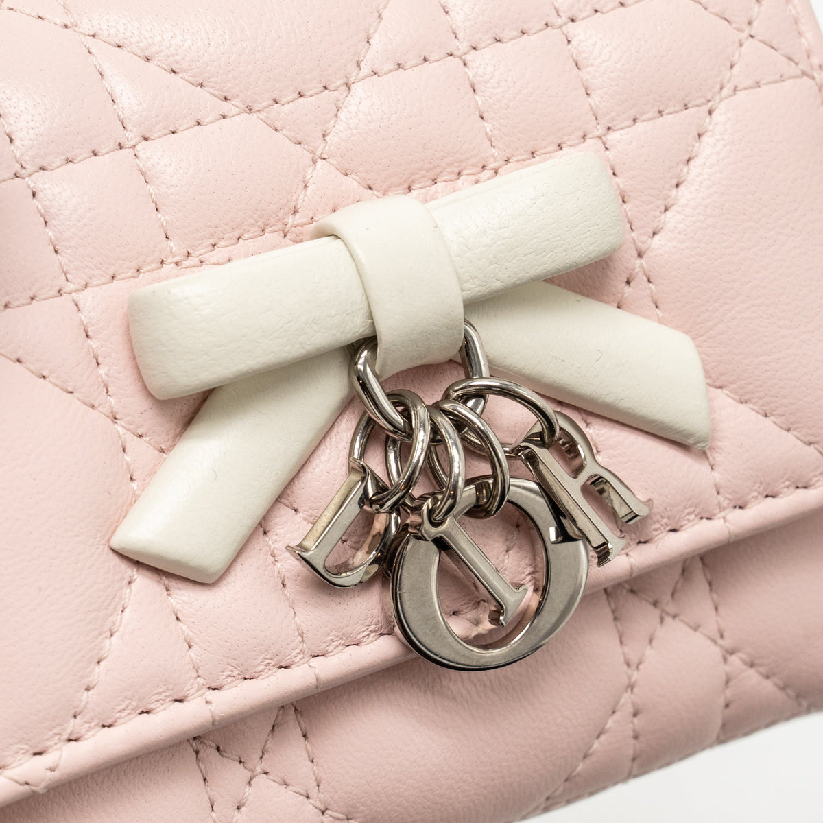 Dior Lady Dior Glycine Wallet Cannage Lambskin Pink Fairytale/Latte SHW