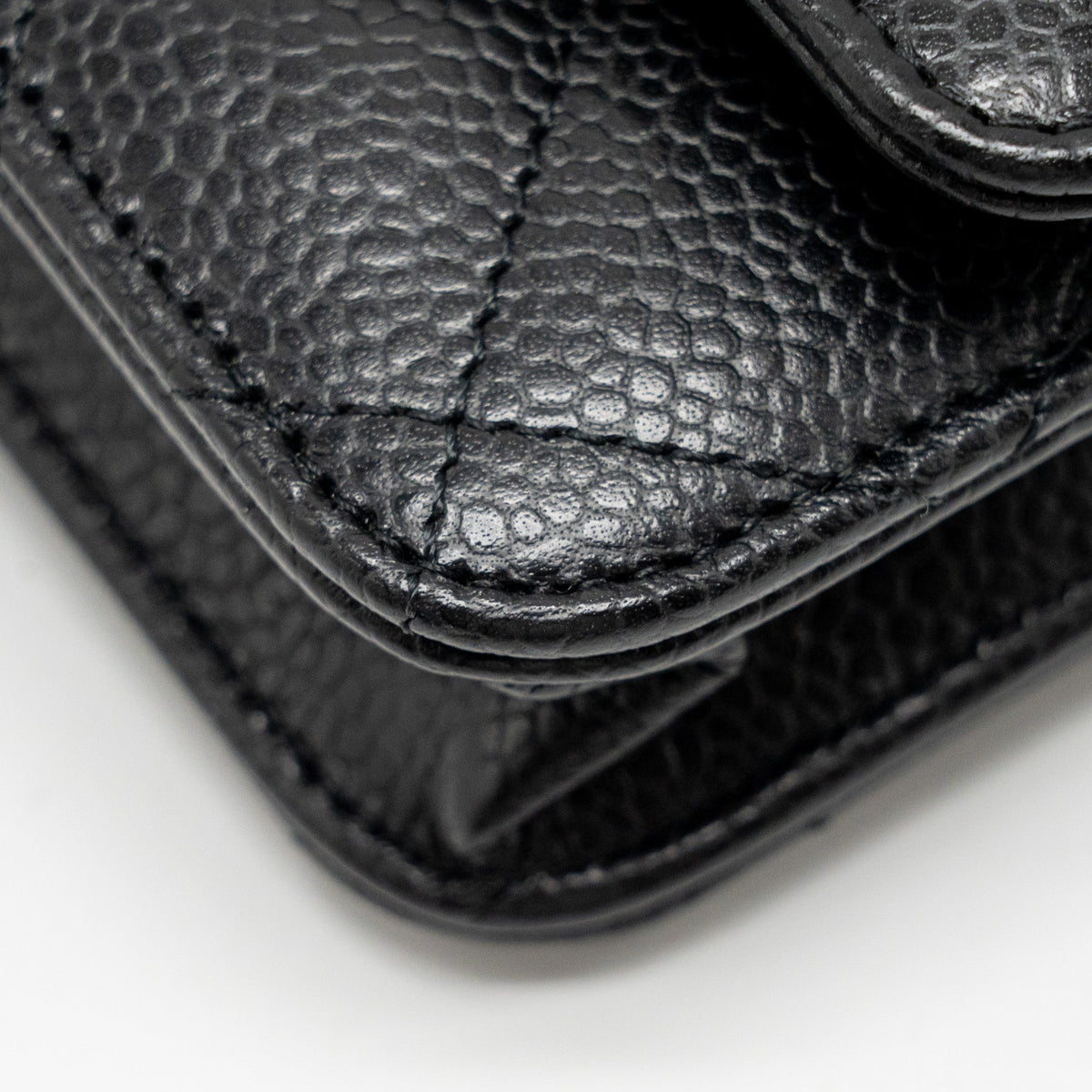 CHANEL CLASSIC WALLET ON CHAIN CAVIAR BLACK GHW (MICROCHIP)