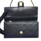 CHANEL PEARL FLAP WALLET ON CHAIN GOATSKIN BLACK GHW