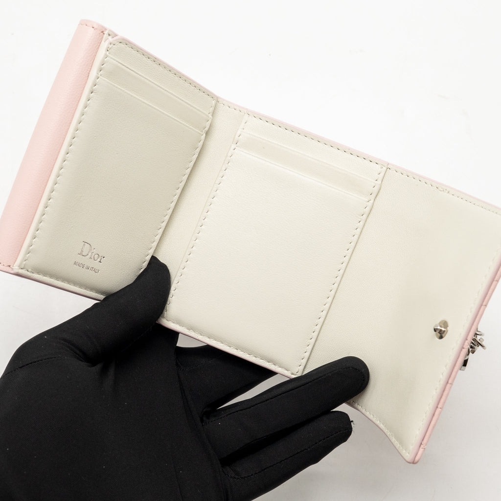 Dior Lady Dior Glycine Wallet Cannage Lambskin Pink Fairytale/Latte SHW
