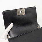 CHANEL SMALL BOY BAG LAMBSKIN BLACK RUTHENIUM SHW