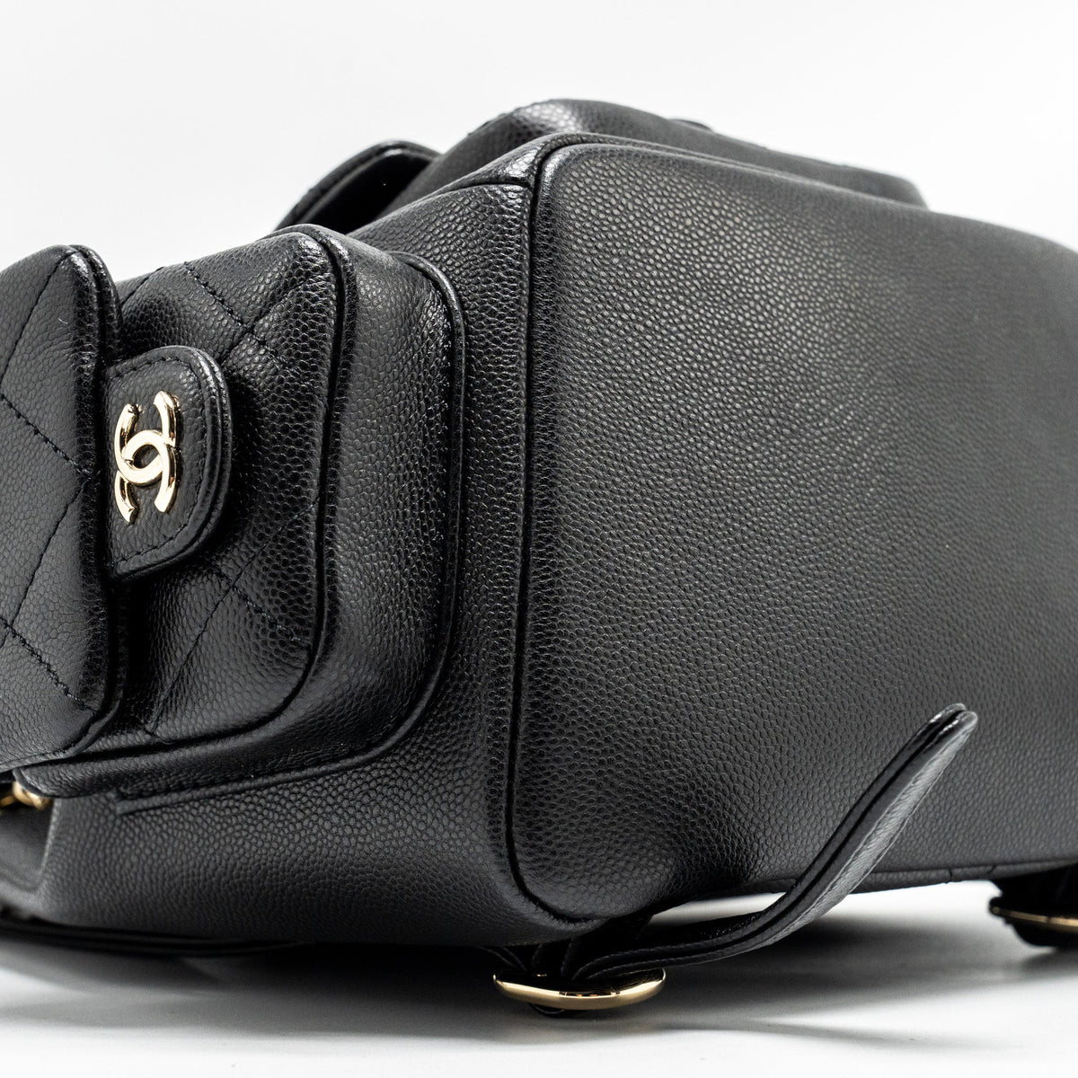 CHANEL TRIPLE POCKET BACKPACK CAVIAR BLACK LGHW (MICROCHIP)