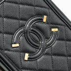 CHANEL FILIGREE VERTICAL VANITY CASE CAVIAR BLACK GHW