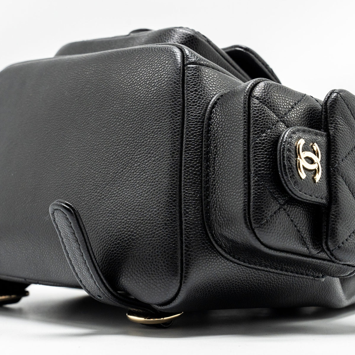 CHANEL TRIPLE POCKET BACKPACK CAVIAR BLACK LGHW (MICROCHIP)