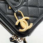 CHANEL FILIGREE VERTICAL VANITY CASE CAVIAR BLACK GHW