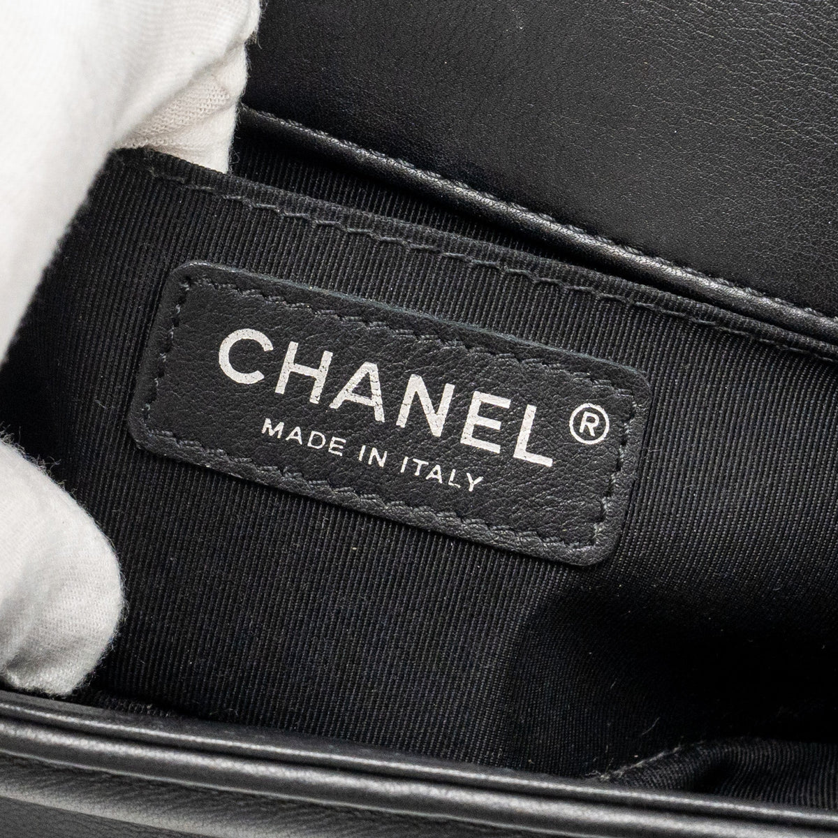 CHANEL SMALL BOY BAG LAMBSKIN BLACK RUTHENIUM SHW