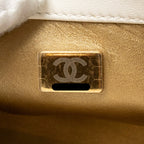 CHANEL PEARL CRUSH MINI SQUARE LAMBSKIN WHITE GHW (MICROCHIP)