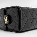 CHANEL MINI 25 BAG AGED CALFSKIN BLACK MULTICOLOUR HARDWARE (MICROCHIP)
